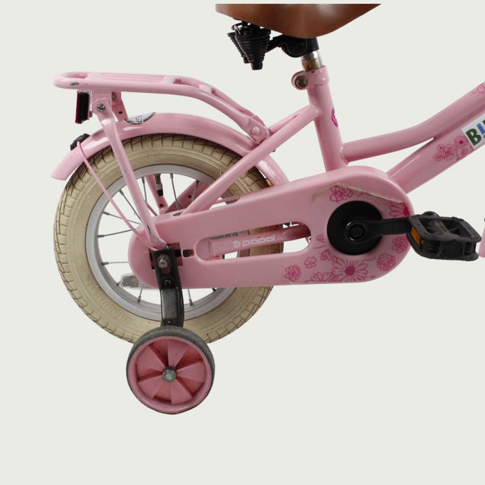 Kinderfiets 4 jaar, 12 inch, 12.105, BikeFlip, kinderfiets met voorrekje, roze fiets, fiets handrem, Optionele zijwieltjes