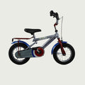 12.116 - BikeFlip, 12 inch kinderfiets, terugtraprem, handrem, kabelslot, siliconen verlichting, zilver fiets