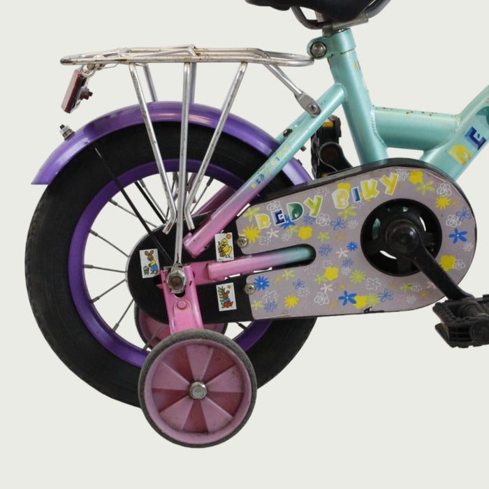 12.139 - BikeFlip, 12 inch kinderfiets, veelkleurige kinderfiets, terugtraprem, handrem, kabelslot, peuterfiets, 85-100 cm