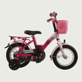12.139 - BikeFlip, 12 inch kinderfiets, Gazelle fiets, roze kinderfiets, mandje voorop, terugtraprem, zijwieltjes, kabelslot
