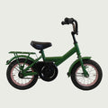 12.145 - BikeFlip, 12 inch kinderfiets, groene kinderfiets, avontuurlijke fiets, zijwieltjes, terugtraprem, handrem