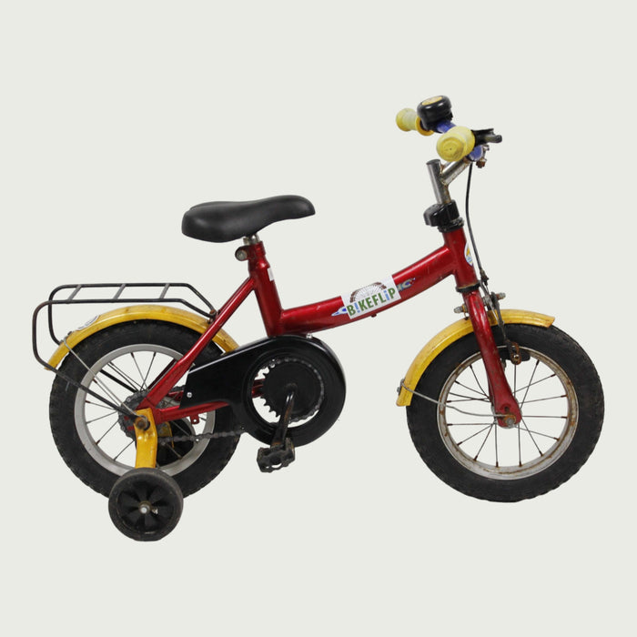 12.14 - BikeFlip, 12 inch kinderfiets, vrolijke kinderfiets, terugtraprem, handrem, kabelslot, fiets voor 3-4 jaar