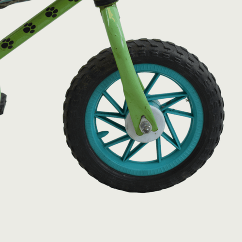 12.169 - BikeFlip, 12 inch groene fiets, kinderfiets, groene fiets, terugtraprem, handrem, zijwieltjes, kabelslot