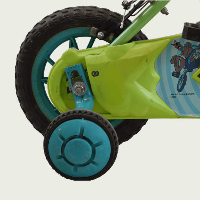 12.169 - BikeFlip, 12 inch groene fiets, kinderfiets, groene fiets, terugtraprem, handrem, zijwieltjes, kabelslot