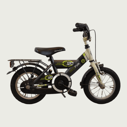12.176 - BikeFlip, kinderfiets, 12 inch fiets, veelkleurige fiets, terugtraprem, handrem, kabelslot, kinderfiets veelkleurig