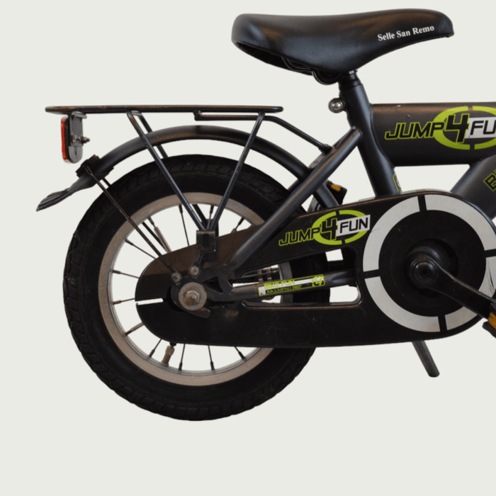 12.176 - BikeFlip, kinderfiets, 12 inch fiets, veelkleurige fiets, terugtraprem, handrem, kabelslot, kinderfiets veelkleurig