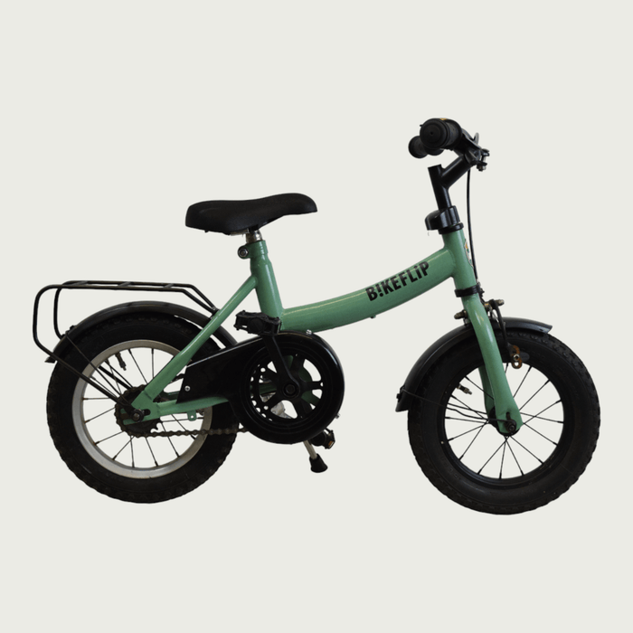 12.184 - BikeFlip, 12 inch, 85-100 cm, terugtraprem, handrem, geen versnellingen, kabelslot, groen, poedercoat premium