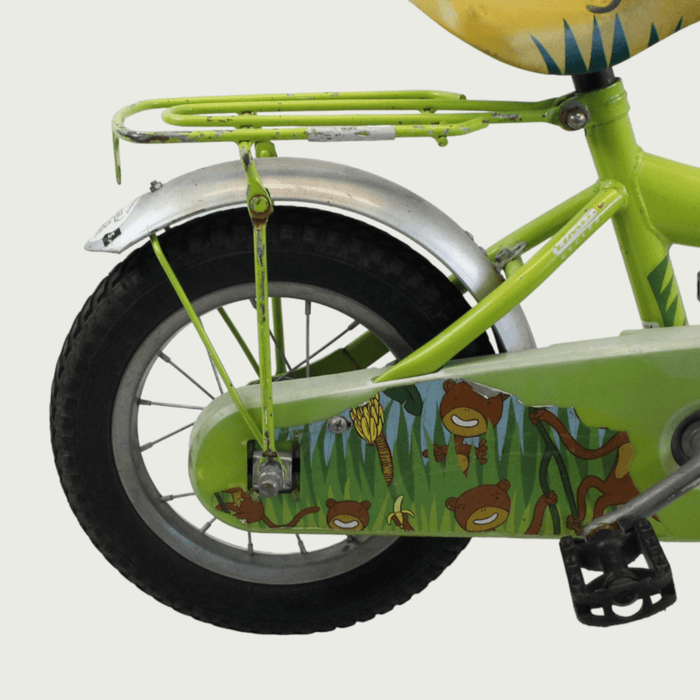 12.28 - BikeFlip, groen, jungle thema, lengte kind: 85-100 cm, terugtraprem, geen versnellingen, kabelslot, geen verlichting