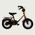12.34 - BikeFlip, 12 inch, kinderfiets, zwart, oranje, terugtraprem, handrem, geen versnellingen, kabelslot, 85-100 cm fiets
