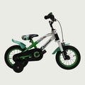 12.37 - BikeFlip, Kawasaki fiets, 12 inch, fiets, wit groen zwart fiets, terugtraprem, handrem, zijwieltjes, stoer