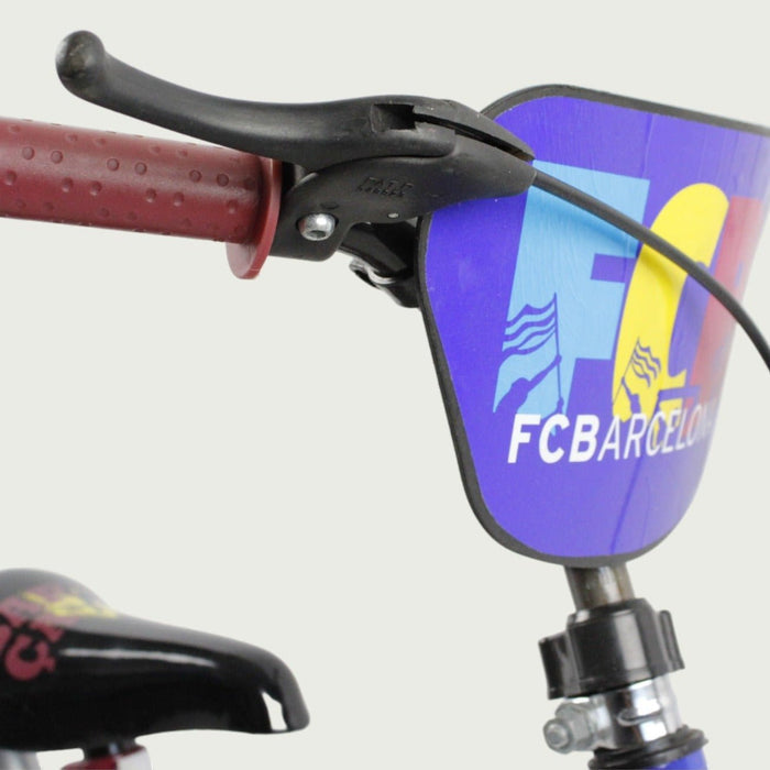12.55 - BikeFlip, kinderfiets, 12 inch, bruin, blauw, FC Barcelona thema fiets, terugtraprem, handrem, kabelslot, sportief