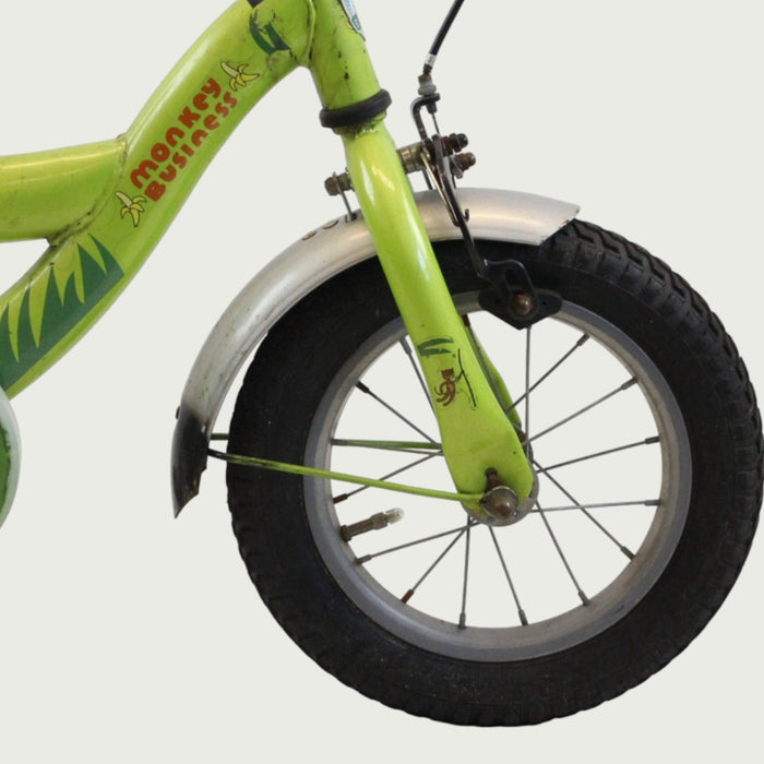 12.58 - BikeFlip, kinderfiets, 12 inch, groene fiets, terugtraprem, handrem, kabelslot, stevig, lichtgewicht, duurzaam