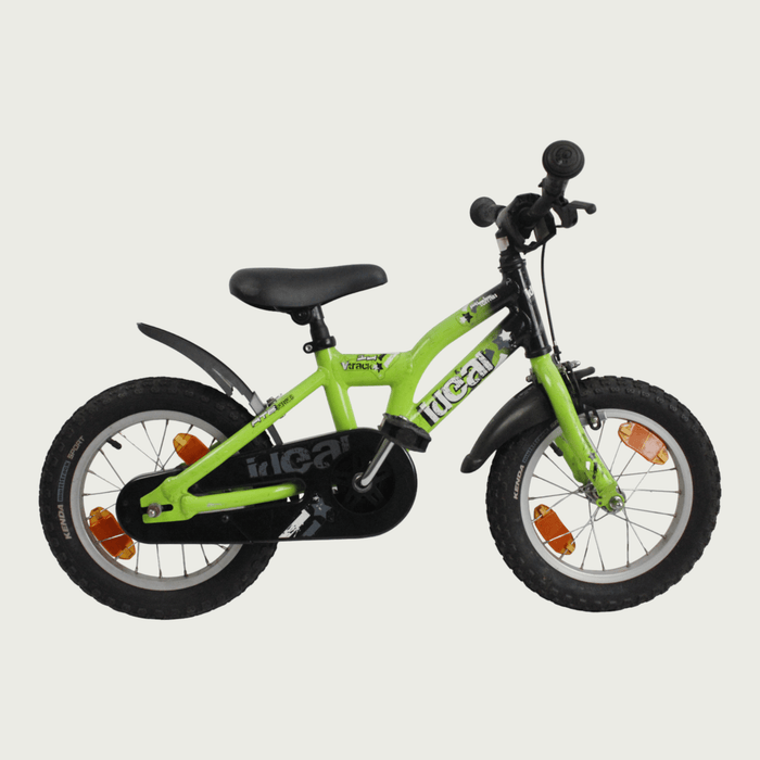 14.6 - BikeFlip, 14 inch fiets, opvallende groene fiets, terugtraprem en handrem, geen versnellingen, kabelslot, verlichting