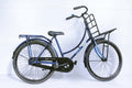 26.132 - BikeFlip, 26 inch omafiets met voordrager, terugtraprem, ringslot, siliconen verlichting, zwart met blauwe accenten