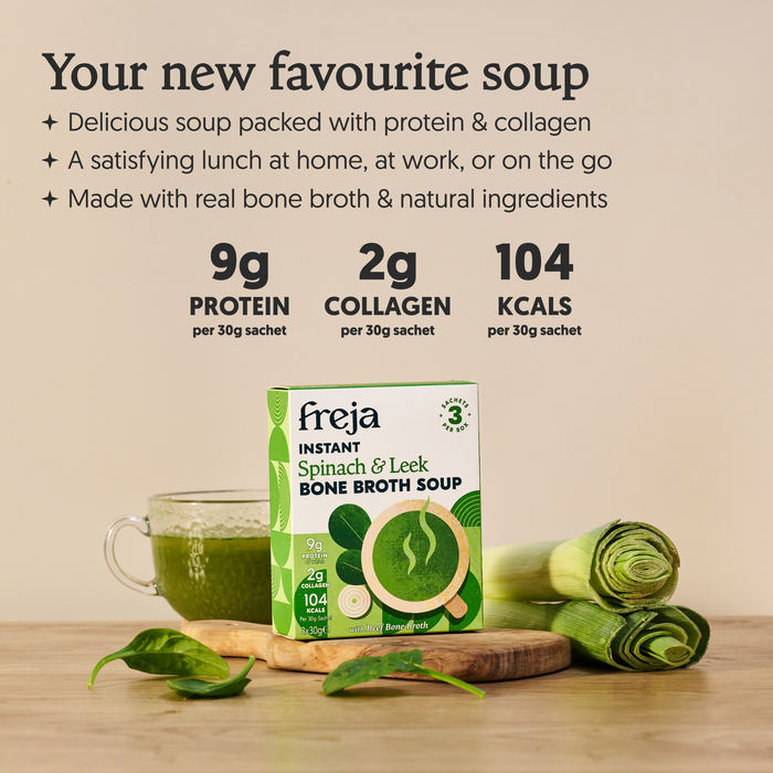 Best of Instant Bone Broth Soup - Spinach & Leek, Classic Tomato, and Thai Chicken