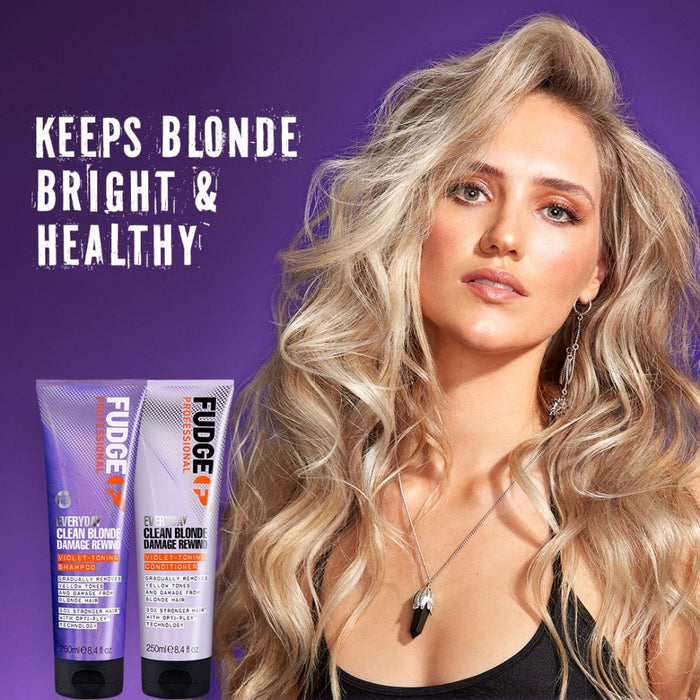 Fudge Professional Everyday Clean Blonde Damage Rewind Toning Shampoo 250ml